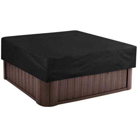 Telo di copertura per piscina quadrato, telo solare per piscine, orlo elastico, protezione UV durevole per coperture per spa, copertura protettiva per esterni per piscine 210×210×30 cm, nero