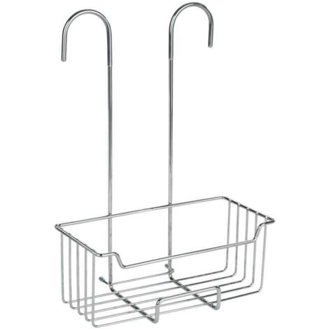 Milo Portaoggetti da doccia sospeso con controllo termostatico, accessorio per il bagno, 1 cestino da doccia profondo, acciaio inossidabile, 25x36x14 cm, grigio lucido