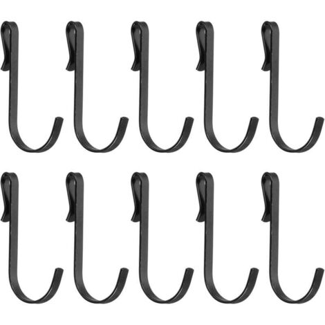 Sollbry 20 pezzi ganci a forma di J, ganci per riporre fili, ganci a clip adatti per diametri da 1 a 3 mm per appendere, asciugare, nero (1/3)