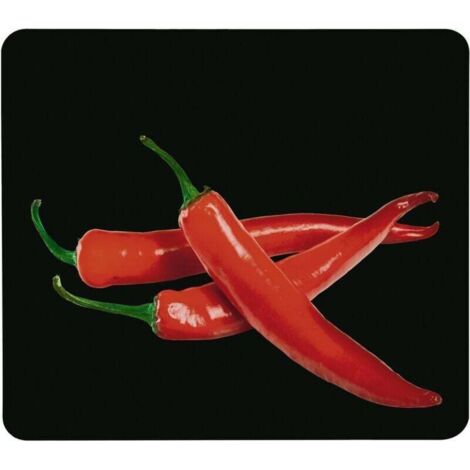 Copripiano cottura "Hot Pepperoni", protezione piano cottura, tagliere, prolunga piano di lavoro, protezione, 4 piedini, 50x56cm, vetro temperato multicolore