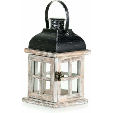 Lanterna in legno per candele - Lanterna decorativa bianca da 22 cm, portacandele vintage, decorazione da tavolo shabby chic, arredamento per interni/esterni, arredamento da giardino, matrimonio, Nata