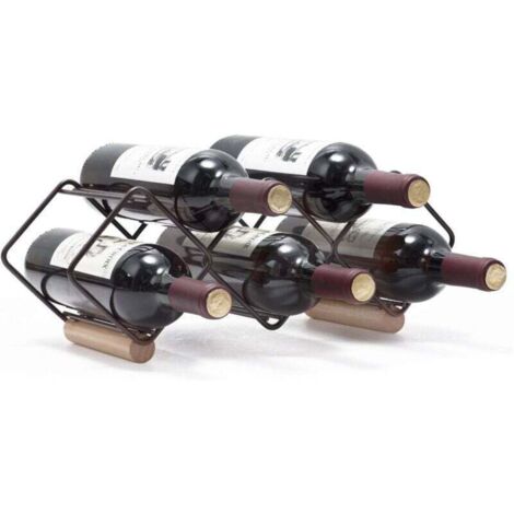 Portabottiglie impilabile, portabottiglie orizzontale, supporto in metallo ramato, portaoggetti indipendente, scaffale da tavolo per vino, pronto all'uso, facile da montare (1/4)