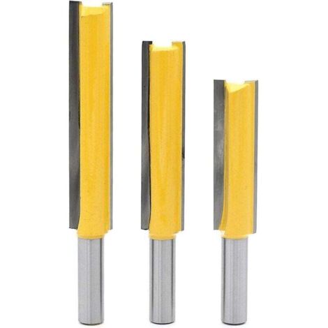 Frese extra lunghe con gambo da 8 mm, 3 pezzi, fresa per legno, fresa dritta extra lunga, 8 mm x 1/2" x 50,8 mm, 8 mm x 1/2" x 63 mm, 8 mm x 1/2" x 76 mm (1/4)