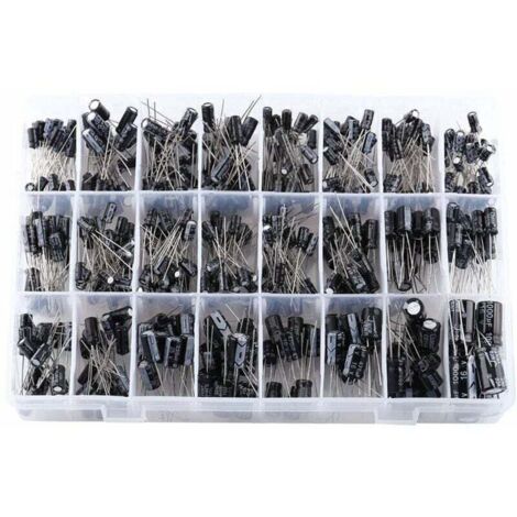 Kit condensatori, 500 pezzi condensatori elettrolitici, 24 valori, condensatori in alluminio micro radiali, 16 V-50 V, da 0,1 uF a 1000 uF, per applicazioni elettroniche (1/4)