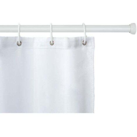 Asta telescopica per tenda da doccia, barra doccia estensibile, montaggio a torsione senza trapano, alluminio antiruggine - tappo terminale in gomma, Ø 20 mm x 70 - 115 cm, bianco (1/4)