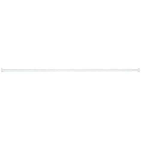 Asta telescopica per tenda da doccia bianca, barra doccia estensibile, montaggio a torsione senza trapano, alluminio antiruggine - tappo terminale in gomma, Ø 20 mm x 110 - 185 cm (1/4)