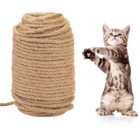 Corda di sisal naturale, giocattoli in sisal da 50 m, tiragraffi per gatti, spessore 6 mm, protegge i gatti, giocattoli antigraffio, materiali per gattonare