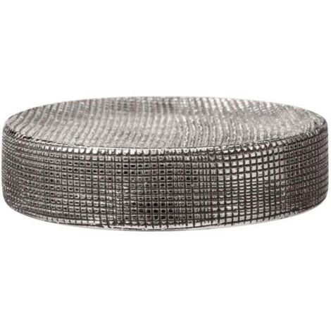 Portasapone in ceramica, Rivara Portasapone rotondo, ceramica in rilievo dipinta a mano, Ø 10 x 2,5 cm, argento (1/4)