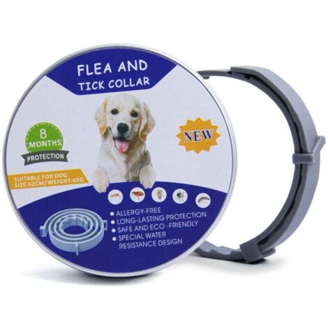 Collare antipulci e zecche regolabile per cani - Impermeabile - Protezione efficace per 8 mesi - Olio essenziale naturale