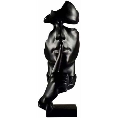Modern Creation Il silenzio del pensatore è una scultura in oro, statua artigianale in resina vintage, ornamento decorativo, opera d'arte in stile nordico per soggiorno e ufficio, nero (1/4)