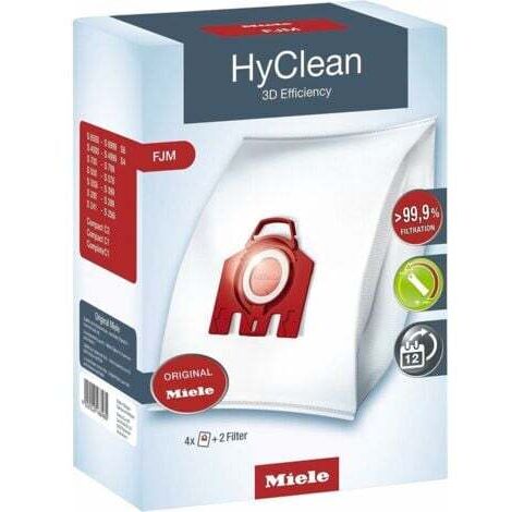 Sacchetti per aspirapolvere Aiperq Miele 9917710 HyClean 3D Efficiency FJM, progettati per gli aspirapolvere con sacco Miele. Questa confezione contiene 4 sacchetti. (1/4)