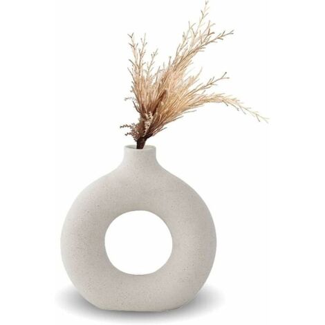 Vaso, Vaso in Ceramica Decorazione Domestica Deco Minimalista Vaso da Fiori in Ceramica Vegetariano Bianco Vaso Decorativo, 13,53,514,5 cm (1/2)