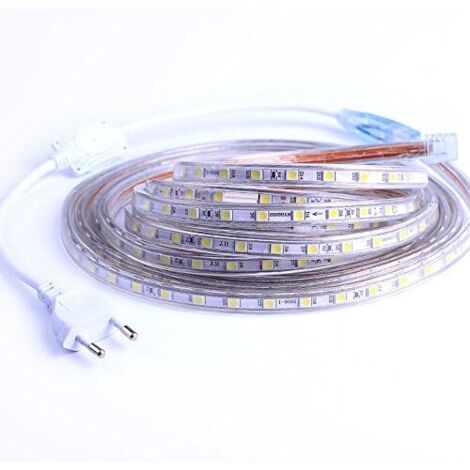 Striscia LED, Striscia LED 2M, Striscia LED luminosa 220v, Striscia LED impermeabile 5050 IP65, Bianco caldo (2) (1/5)