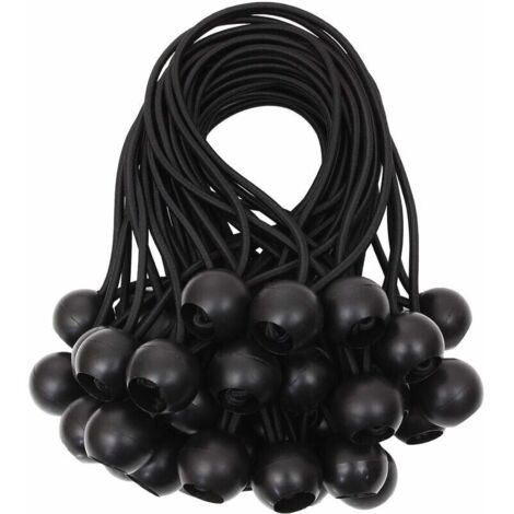 Tenditore per telone Tenditori a sfera tenditore elastico tenditore in gomma per striscioni, teloni, padiglioni, tende, tende Imbracatura di prolunga, supporto per teloni Bianco, 15 cm (Nero, 40 pezzi (1/4)