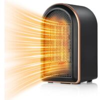 Riscaldatore elettrico da 1200 W con ventola in ceramica PTC e termostato, 2 impostazioni di temperatura, ideale per soggiorno, camera da letto e ufficio (nero)