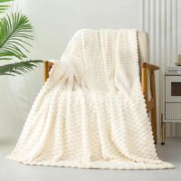 Coperta per divano a quadri (bianca) 70x100, coperta per dormire, calda e spessa