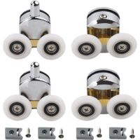 Set di 4 rulli doppi - per porta scorrevole doccia, 2 ruote da 23 mm di diametro in lega di zinco per bagno