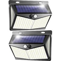 Luce solare per esterni, faretto LED per esterni con sensore di movimento, 208 LED, IP65, faretto LED solare per esterni, illuminazione per esterni con sensore, lampada da parete per giardino e piscin