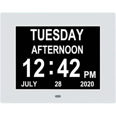Reloj calendario digital, reloj de día extragrande, fecha, hora y día de la semana, relojes para personas con demencia para personas mayores con discapacidad visual con batería de respaldo + 8 opcione