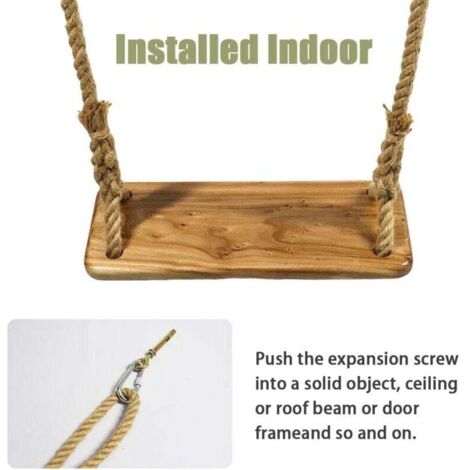 Balancín De Madera Morwealth – Columpio Para Adultos Y Niños, Cuerda De Cáñamo Ajustable, Soporta 250 Kg, Ideal Para Jardín, Patio Y Interior, Regalo Relajante