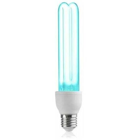 Lámpara de desinfección UV E27 de 25 W, tubo de cuarzo, 254 nm, esterilización UVC con ozono, ángulo de iluminación de 360°.