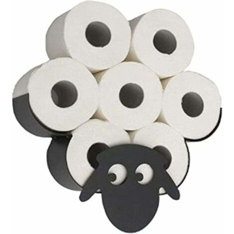 Portarrollos de papel higiénico, novedad de metal negro, inodoro de oveja, montaje en pared, soporte independiente para animales de todas las especies (1/4)