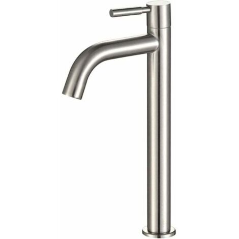 Grifo monomando de acero inoxidable para baño, mezclador de lavabo con agua fría (1/4)