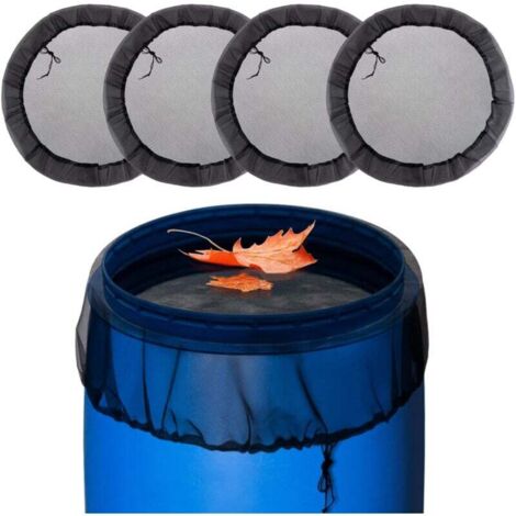 4 piezas de red para barril de lluvia de Ø 95 cm, red de protección para barril de lluvia con cordón, red protectora ajustable, protección contra mosquitos y hojas (1/4)
