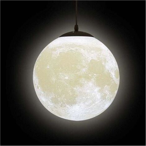 Lámpara de techo con forma de luna 3D, lámpara colgante de planeta, lámpara colgante de luna, lámpara LED para restaurante, bar, hogar, habitación infantil (bombilla no incluida), 20 cm