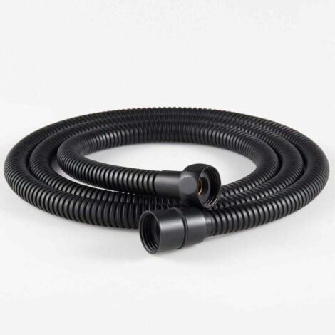 Manguera de ducha de acero inoxidable, resistente a las torceduras y a prueba de explosiones, con accesorios de latón. Color negro mate. (1/4)