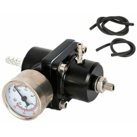 Regulador de presión de combustible ajustable con manómetro, regulador de presión de combustible universal 0-140 PSI (1/4)