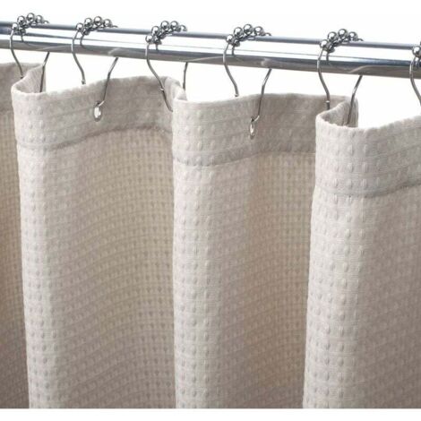 Cortina de ducha beige para dormitorio, diseño de gofre, 182 x 182 cm, lavable a máquina, 230 g/m², resistente, color caqui, con diseño de panal. (1/4)
