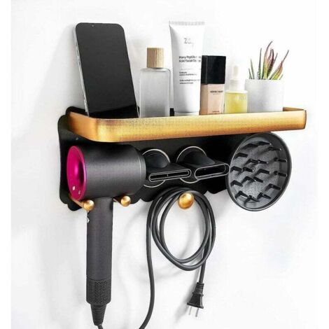 Soporte para secador de pelo, soporte de pared grande de metal para secador de pelo Dyson, soporte para secador de pelo y accesorios, soporte para secador de pelo supersónico, soporte magnético de met