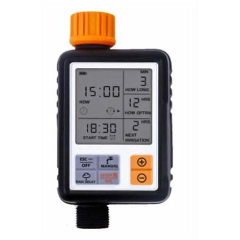 Controlador y temporizador de riego automático, reloj de riego automático, pantalla grande, riego inteligente, color negro (1/4)