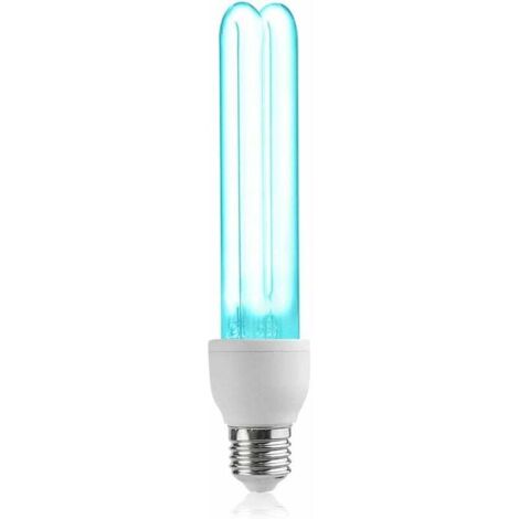Lámpara de desinfección UV E27 de 25 W, tubo de cuarzo, esterilización UVC de 254 nm con ozono, ángulo de iluminación de 360°