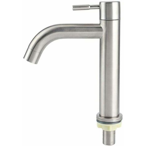 Grifo de agua fría simple G1/2 de acero inoxidable cepillado con lavabo de un solo orificio de gran tamaño (1/4)
