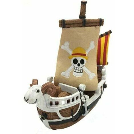 Adornos de resina para acuario con diseño de barco pirata, decoración para pecera, refugio, temática de One Piece,