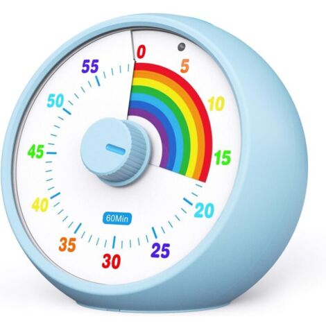 Temporizador visual para niños, cocina, aula, cuenta regresiva de 60 minutos, herramienta de gestión del tiempo de oficina para niños, funcionamiento silencioso, temporizador Pomodoro (azul) (1/4)