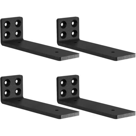 Soportes de estantería para andamios (4 unidades), resistentes, flotantes, de color negro, de 5 mm de grosor, para pared, de hasta 50 kg (20 cm) (1/4)