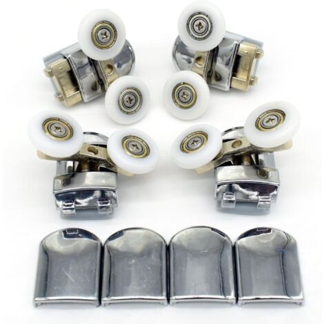 Pack de 4 rodillos dobles de repuesto para mamparas de ducha, ruedas de 23 mm de diámetro (doble 2 superiores + 2 inferiores – 23 mm)