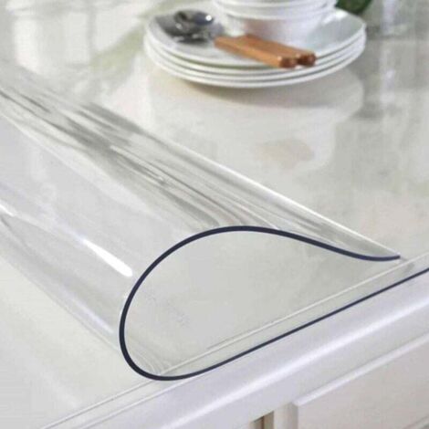 Mantel transparente de 2,0 mm, protector de mesa transparente para exteriores, impermeable, lavable, PVC, tamaño personalizado, resistente a la grasa, 60 cm x 60 cm,