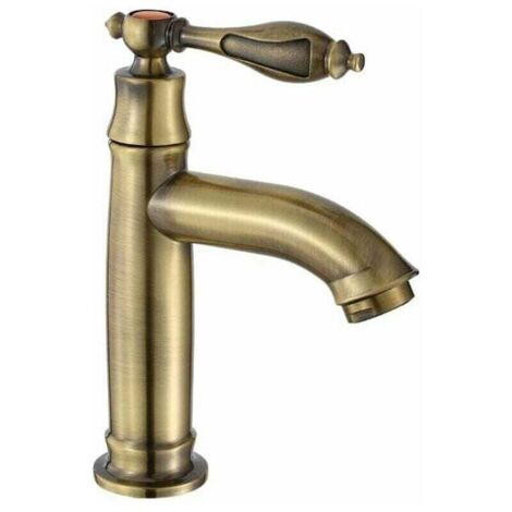 Mezclador monomando de lavabo retro de latón (1/4)