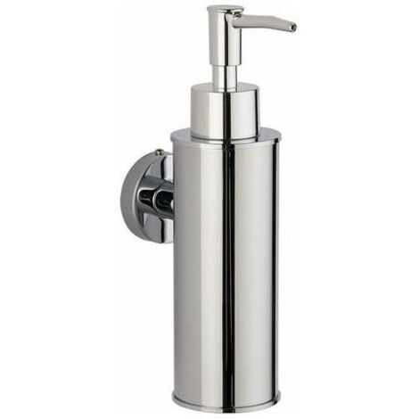Dispensador de jabón redondo de acero inoxidable 304 cromado para montaje en pared, ideal para baño, cocina y decoración del hogar (1/4)