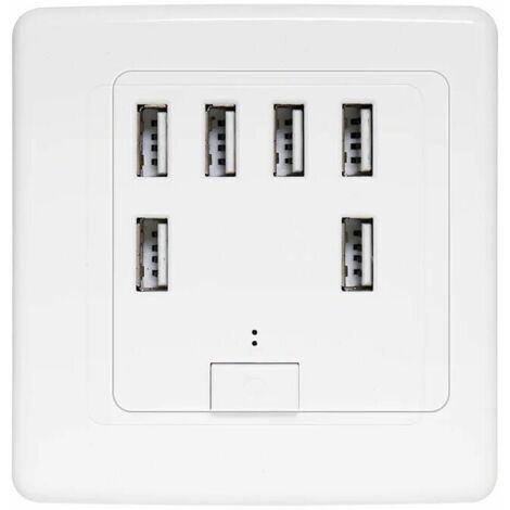 Toma de pared USB universal, 6 puertos integrados, panel de carga 220 V 4 A, carga rápida
