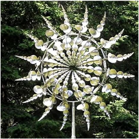 Molino de viento de metal, veleta para patio, decoración de jardín, veleta de metal única y mágica (1/4)