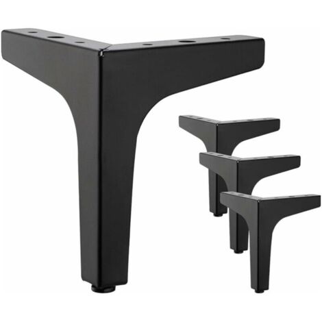 Juego de 4 patas de mueble de metal negro, 10 cm, para armarios, sofás, mesas de centro, muebles de TV y otros muebles