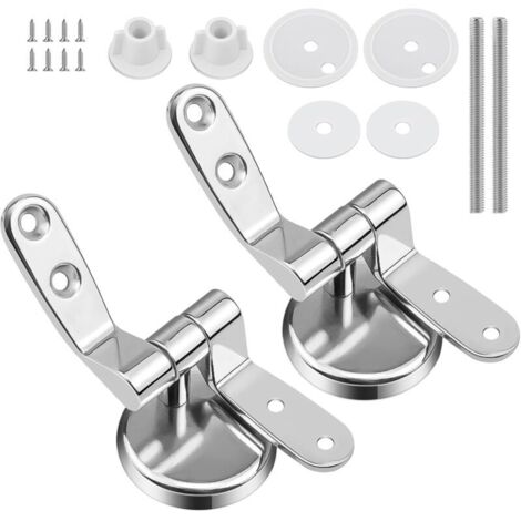 Fijaciones para bisagras de asiento de inodoro, bisagra de repuesto para asiento de inodoro con tornillos y tuercas, 1 par (1/4)