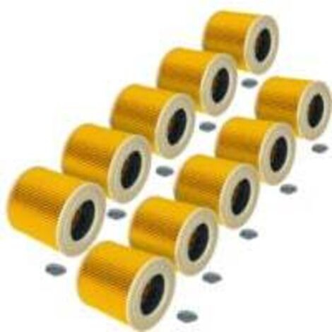 10 filtros plisados compatibles con aspiradoras Kärcher WD 2.200, WD 2.240, SE 4002, WD 2.400 M, VC6000, WD1, WD 2, WD 2.250 - amarillo (1/4)