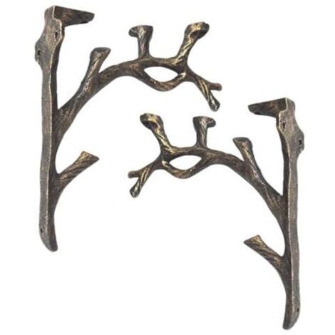 Soportes de estante vintage (juego de 2), estante cuadrado de hierro fundido, hecho a mano, soporte triangular decorativo creativo, estante de pared, soporte para flores (1/4)