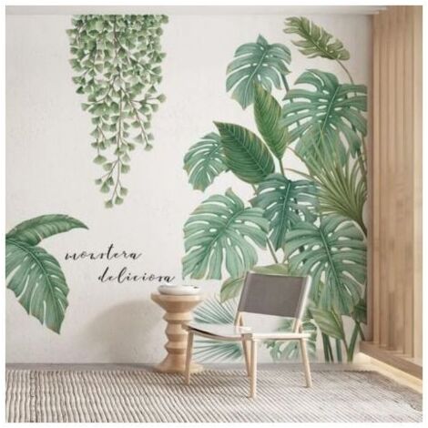 Pegatinas de hojas de palma de plantas tropicales, pegatinas de follaje, pegatinas de pared de hojas de parra, pegatinas de pared de plantas tropicales, adecuadas para dormitorio, sala de estar, ofici